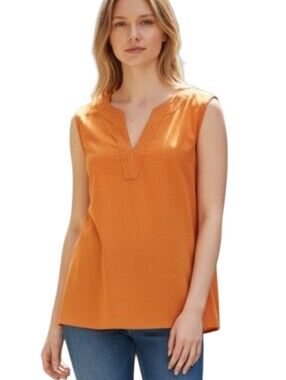 Banana Republic Sleeveless Notch-Neck Orange Tunic